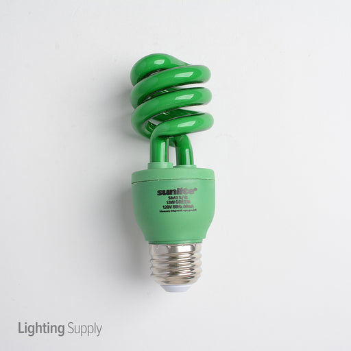 Standard 13W T3 Spiral Compact Fluorescent 120V 80 CRI Medium E26 Base Green Bulb (SM13/GREEN)