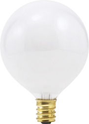 Sylvania 40G16.5C/W/BL 120V Incandescent G16.5 Decor Bulb Shape White Finish Candelabra Base 40W 120V 2850K 2 Pack/Priced Per Each (13667)