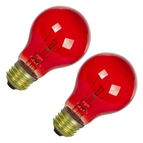 Sunlite 25A/TB/R/CD2 Red Incandescent 120V 25W A19 Medium E26 Dimmable-2 Pack (17010-SU)