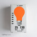 Standard 25W A19 Incandescent 130V Medium E26 Base Ceramic Orange Bulb (25ACO/I)