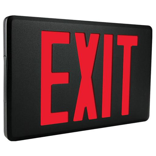 Exitronix Ultra-Slim Die Cast Aluminum Exit Sign Single Face Red Letters AC Only Black Enclosure Mounting Canopy (452-LB-BB)