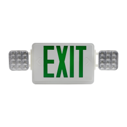 Sylvania EXITCOMBO1A/GDVTHS/U/WH/EM Exit Sign Combination LED 1A Green Letters 120/277V Surface Mounted White Finish 6000K (60760)