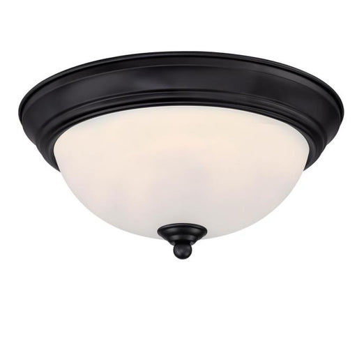 Westinghouse 15W 11 Inch Dimmable LED Indoor Flush Mount Ceiling Fixture Matte Black With Frosted Glass Shade (6118600)