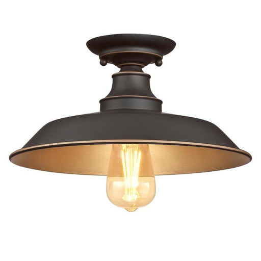 Westinghouse 12 Inch Iron Hill 1 Light Fixture Semi-Flush Oil Rubbed Bronze Finish With Highlights (6370300)