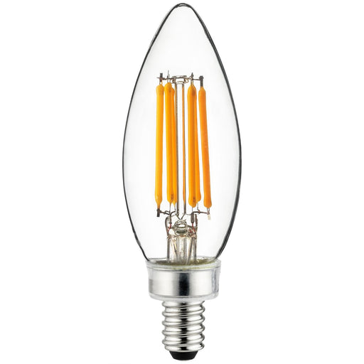 Sunlite 5W CTC/LED/FS/5W/E12/D/CL/30K LED Filament B11 Torpedo Tip Chandelier Clear 120V 3000K 600Lm 80 CRI Dimmable Bulb (81103-SU)