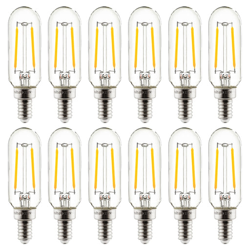 Sunlite T8/LED/FS/2W/E12/D/CL/27K/85MM/12PK 2W LED Decorative Bulb 2700K 130Lm E12 Candelabra Base 12-Pack (41344-SU)