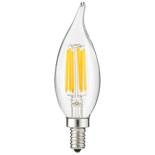Sunlite CFC/LED/FS/4W/27K 4W LED Filament Style Candelabra Clear Chandelier Bulb 400Lm 80 CRI 2700K 120V Dimmable (80679-SU)