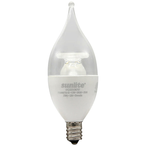 Sunlite CFC/LED/4.5W/927 4.5W LED Decorative Bulb E12 Base Clear Dimmable Energy Star 90 CRI 2700K 300Lm (80755-SU)