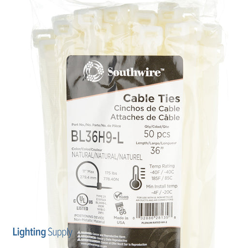 Southwire American Elite Molding 36 Inch 175 Pound Natural Cable Tie (BL36H9-L)