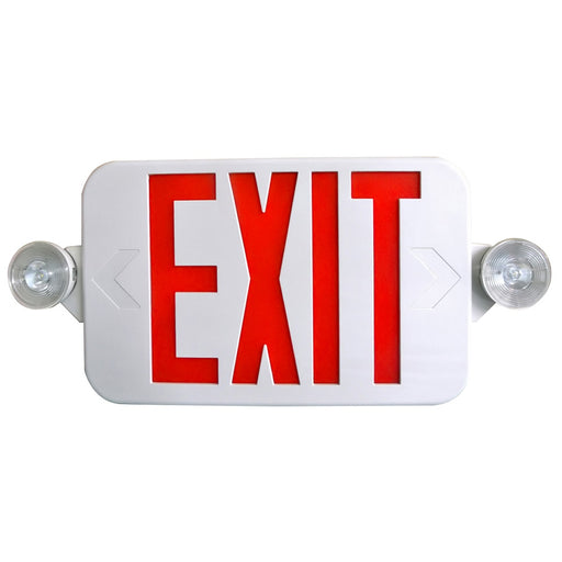 Best Lighting Products Low Profile LED Exit And Emergency Thermoplastic Combination Red Letters White Housing Remote Capacity 208/220/240V 50/60Hz (CEU3RWRC-V2-SPV)