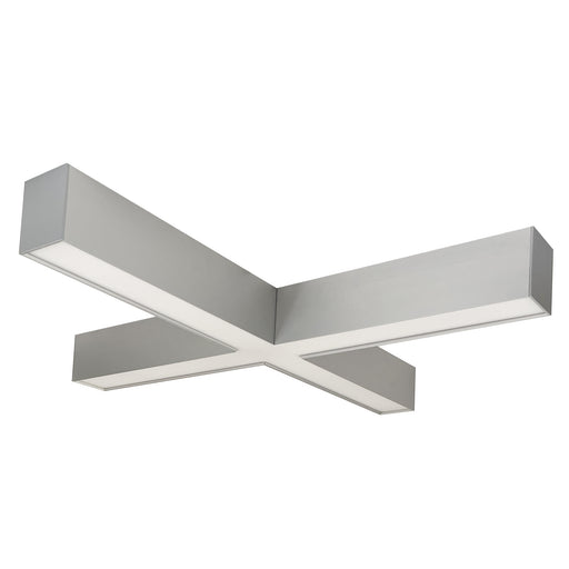 Nora X Shaped L-Line LED Indirect/Direct Luminaire Selectable CCT 6028Lm Aluminum Finish (NLUD-X334A)