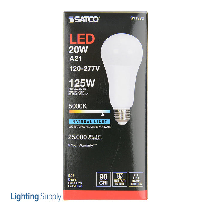 SATCO/NUVO 20W A21 LED 5000K Medium Base 220 Degree Beam Spread 120-277V (S11332)