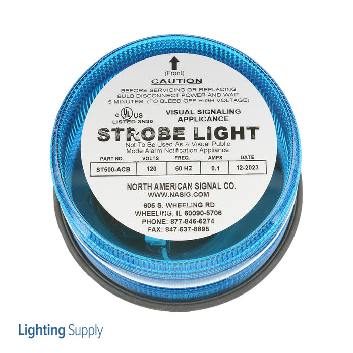 North American Signal Company Permanent Mount Single Flash Strobe UL Listed Blue (ST500-ACB)