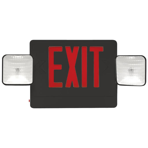 Best Lighting LED Double Faced Black Exit/Emergency Combination With Red Letters Remote Head Capable Incandescent Lamp Heads Battery Backup (CXTEU2RB-RC)