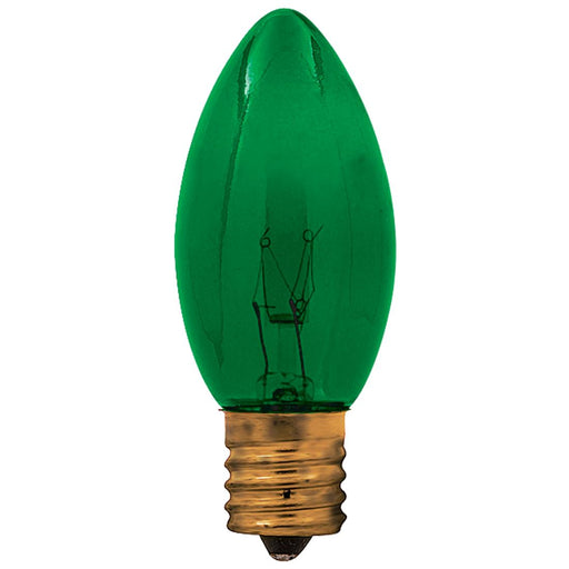 Standard 7W C9 Incandescent 130V Intermediate E17 Base Transparent Green Stringer Bulb (7C9N/TG130)
