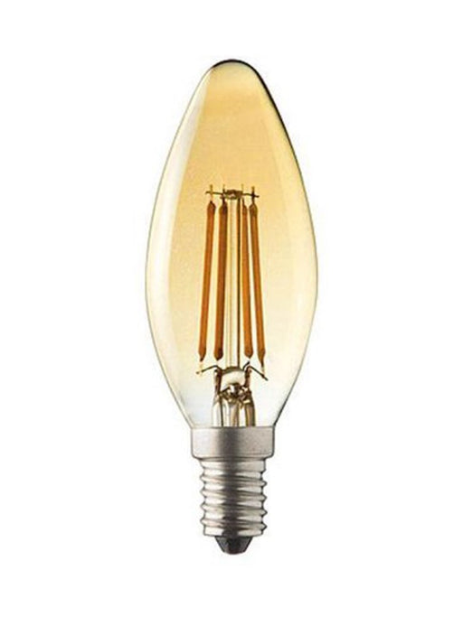 Aamsco Hybrid LED B10 Lamp 6W 48Lm Candelabra Screw Amber (LED-6WA-B10HYBRID-DIM)