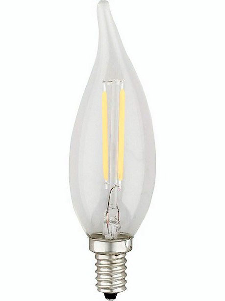 Aamsco Hybrid LED B10 Lamp Bent Tip 2W 18Lm Candelabra Screw Clear (LED-2WBT-B10HYBRID-DIM)