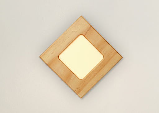Aamsco Single Round OLED Panel Wall Sconce In Natural Wood Frame (FOTO)