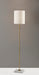 Adesso Antique Brass Fiona Floor Lamp-White Textured Fabric Cylinder Shade And 60 Inch Clear Cord And Pull Chain (5178-21)
