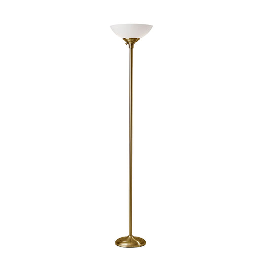 Adesso Antique Brass Glenn 300W Torchiere-Frosted Plastic Bowl Shade And 60 Inch Black Cord And Low/High/Off Rotary Switch (7506-21)