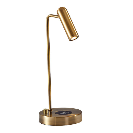 Adesso Antique Brass Kaye Adesso Charge LED Desk Lamp-Antique Brass Tube Shade And 63 Inch Clear Cord And On/Off Rotary Switch On Base (3162-21)