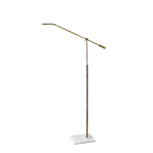 Adesso Antique Brass Vera LED Floor Lamp-Antique Brass-Frosted Diffuser Rectangle Shade-60 Inch Black Cord-4-Way Touch Dimmer Switch (4129-21)