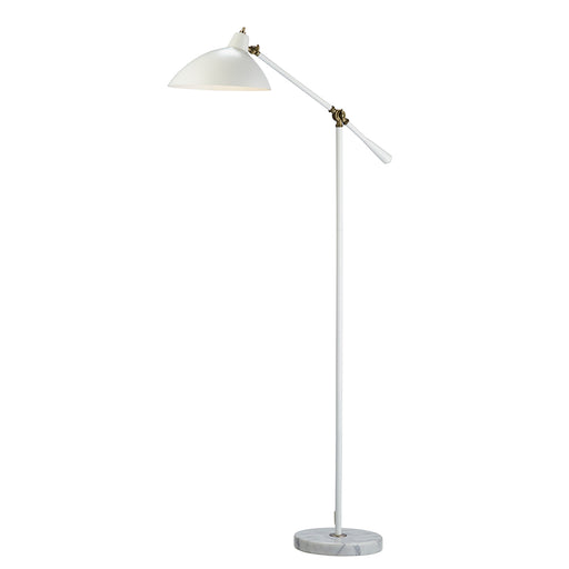 Adesso Antique Brass/White Peggy Floor Lamp-White Metal Oval Abstract Shade-60 Inch White Fabric Cover Cord-On/Off Rotary Switch On Shade (3169-02)