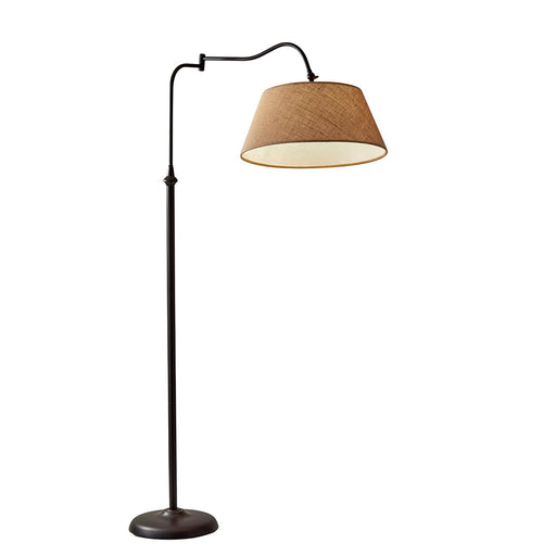Adesso Antique Bronze Rodeo Floor Lamp-Khaki Burlap Modified Drum Shade And 60 Inch Clear Cord And 3-Way Rotary Socket Switch (3349-26)