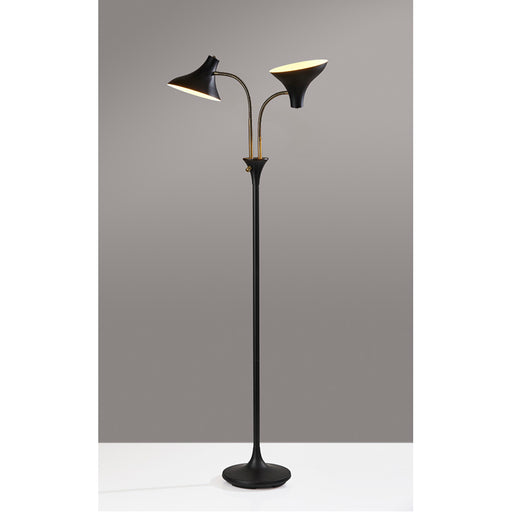 Adesso Ascot Floor Lamp Black And Antique Brass (3372-01)