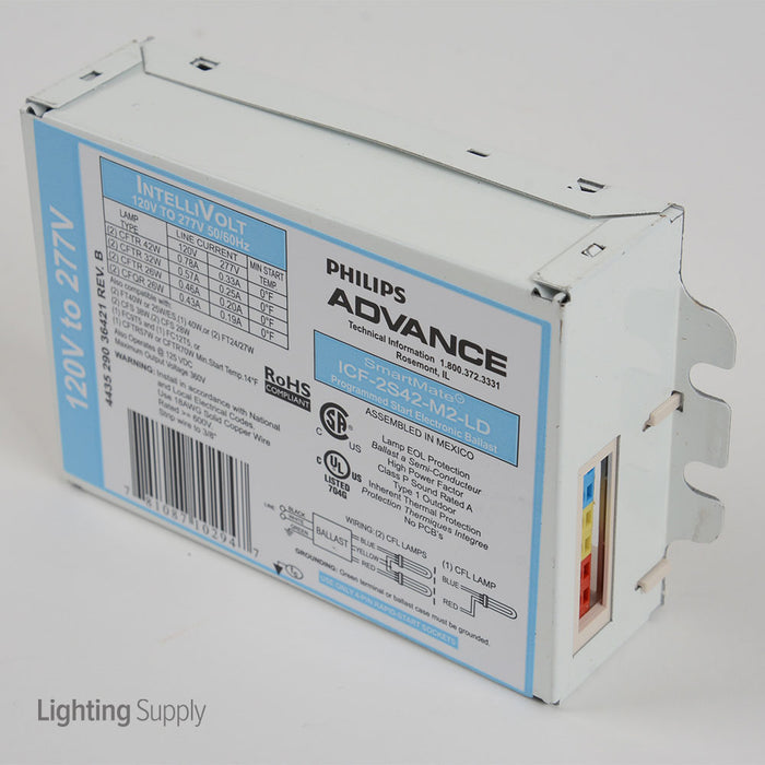 Advance Electronic Ballast For (1-2) 24-42W Lamps (1) 57W Or 70W Compact Fluorescents With 2G11 G24Q GX24Q GR10Q 2G11/RS Bases FC9T5 FC12T5 Lamps Run At 120-277V (913700508491)
