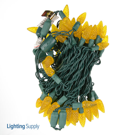 American Lighting LED C6 Light String 23.5 Foot Length 4.8W 70 LEDs Per String 4 Inch Spacing Green Wire 120V Faceted Gold (C6-70/4-G-GD-S)