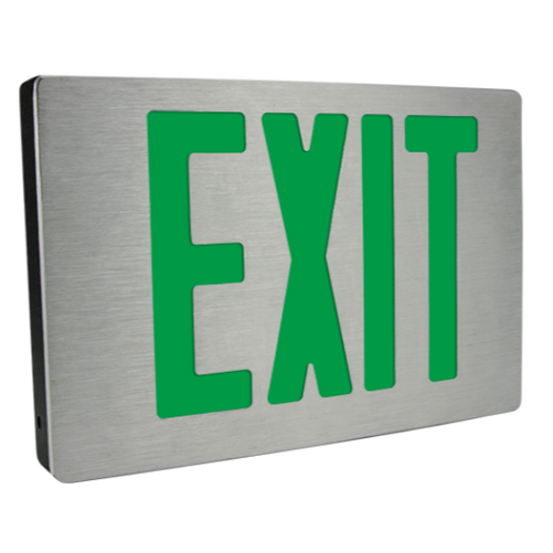 Exitronix Universal Diecast Aluminum Exit Sign Double Face Green Letters AC Only White Enclosure With White Face/Mounting Canopy Damp Rated (G400U-LB-WW)