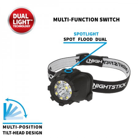Nightstick Dual Light LED Headlamp-Black (NSP-4604B)