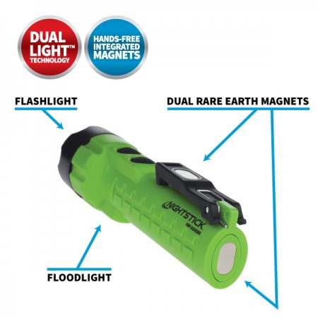 Nightstick X-Series Dual-Light Flashlight With Dual Magnets-Green-3 AA (NSP-2424GMX)