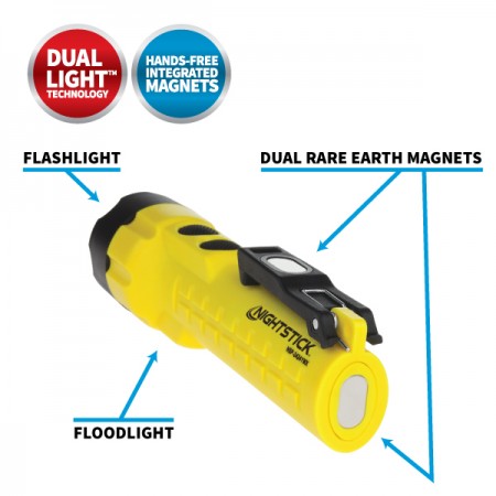 Nightstick X-Series Dual-Light Flashlight With Dual Magnets-Yellow-3 AA (NSP-2424YMX)