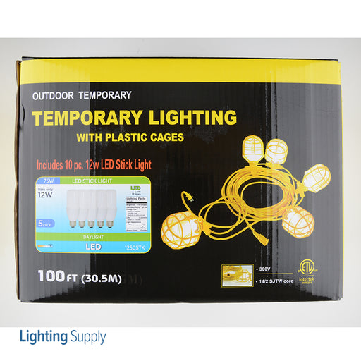 Bergen Temporary Light String 14/2 100 Foot 15A Male And Female LED Included (GL100142STK)
