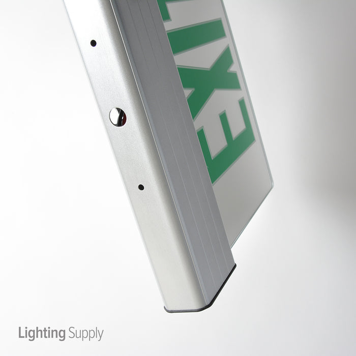 Best Lighting Aluminum LED Single Faced Clear Edge Lit Exit Sign With Green Letters-AC Only (ELXTEU1GMA)