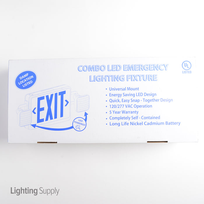 Best Lighting Products LED Exit/Emergency Combination Fixture Black With Red Lettering 120/277V Remote Capable LED Heads (LEDCXTEU2RB-RC)