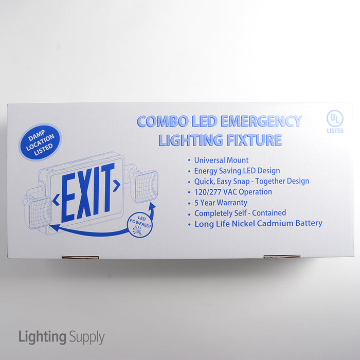 Best Lighting Products LED Exit/Emergency Combination Fixture White With Red Lettering Self-Diagnostic Testing Unit 120/277V (LEDCXTEU2RW-SDT)