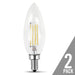 Feit Electric Filament LED 40W Equivalent Dimmable Torpedo Tip Candelabra Base Clear Decorative Bulb 300Lm 2700K Bulb 2-Pack (BPCTC40/827/LED/2)