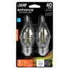 Feit Electric 300Lm 2700K Dimmable Flame Tip Filament LED Bulb 2-Pack (BPEFC40927CAFIL/2/RP)