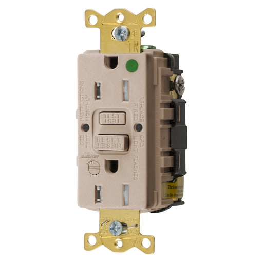 Bryant 15A Commercial Hospital Grade Self-Test Alarm Ground Fault Receptacle Almond (GFST82ALTRB)