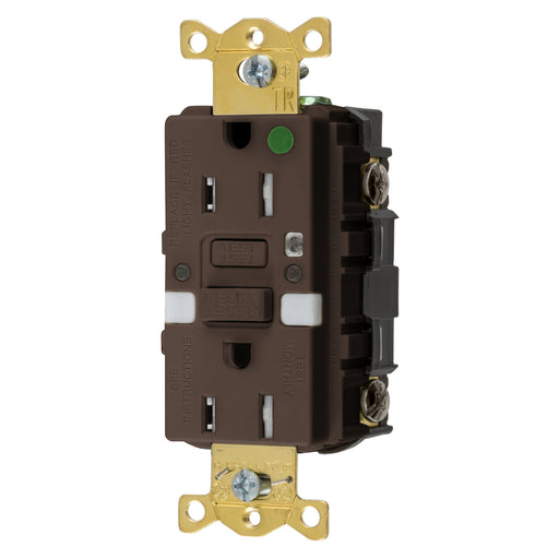 Bryant 15A Commercial Hospital Grade Self-Test Nightlight Ground Fault Receptacle Brown (GFST82NL)