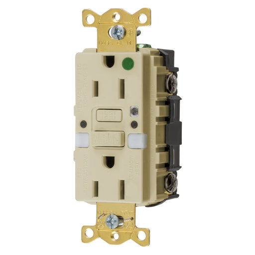 Bryant 15A Commercial Hospital Grade Self-Test Nightlight Ground Fault Receptacle Ivory (GFST82INL)