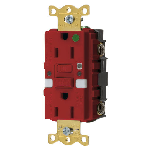 Bryant 15A Commercial Hospital Grade Self-Test Nightlight Ground Fault Receptacle Red (GFST82RNL)