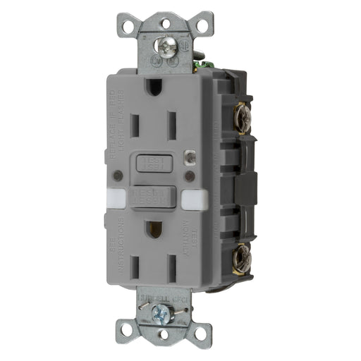 Bryant 15A Commercial Self-Test Nightlight Ground Fault Receptacle Gray (GFRST15GYNL)