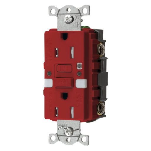 Bryant 15A Commercial Self-Test Tamper-Resistant Nightlight Ground Fault Receptacle Red (GFTRST15RNL)