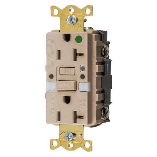 Bryant 20A Commercial Hospital Grade Self-Test Nightlight Ground Fault Receptacle Almond (GFST83ALNL)