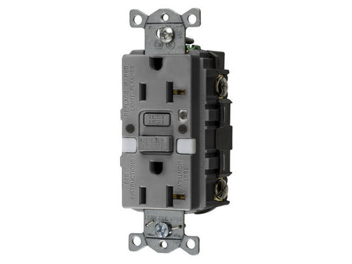 Bryant 20A Commercial Self-Test Nightlight Ground Fault Receptacle Gray (GFRST20GYNL)