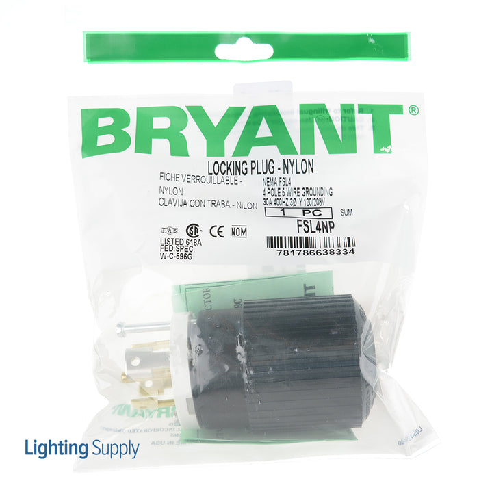 Bryant Locking Plug 30A 3PH 120/208V 400Hz FSL4P (FSL4NP)